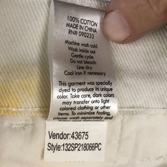 PacSun Mens Carpenter Pants 32 Yellow Cargo Tie-Dye Relaxed Fit Frayed Hem Y2K - Picture 11 of 13